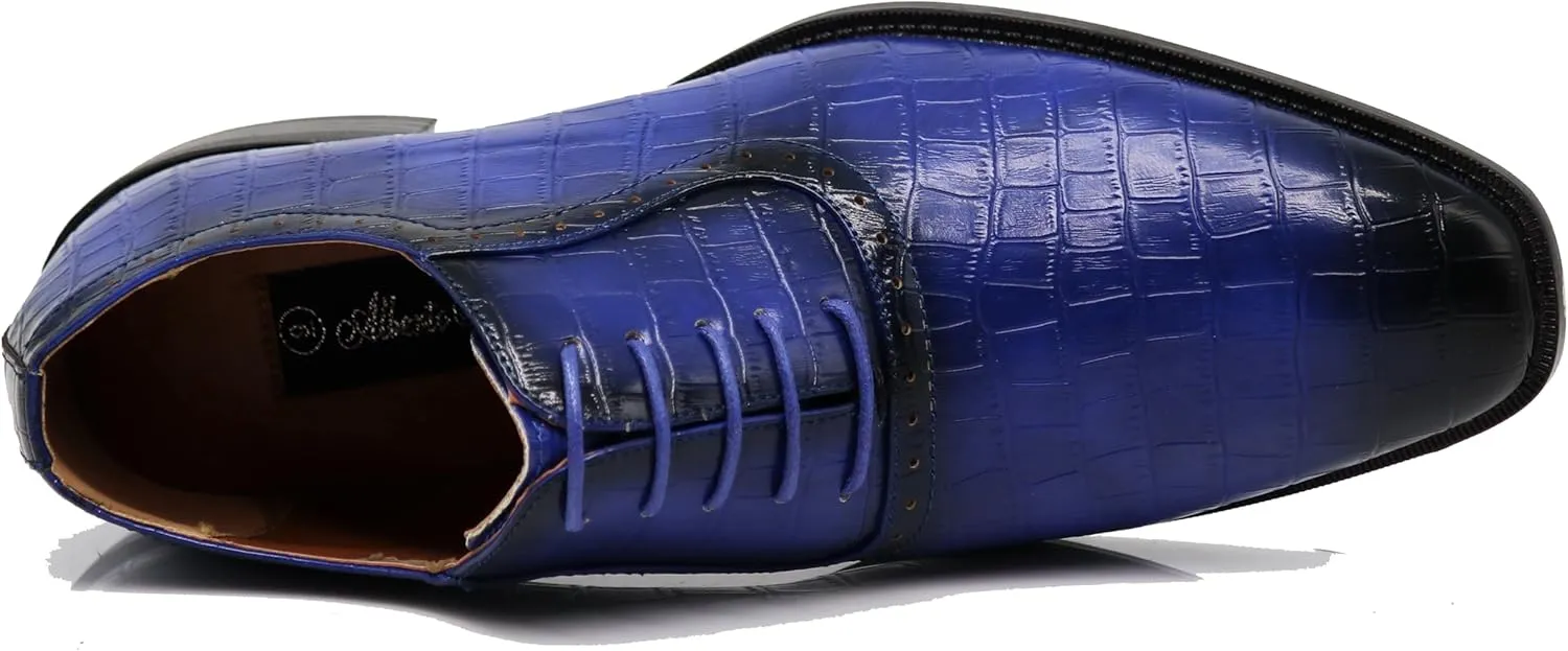 Gator3N Men's Alligator Crocodile Print Oxfords Fashion Lace Up Dress Shoes