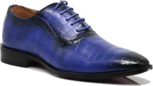 Gator3N Men's Alligator Crocodile Print Oxfords Fashion Lace Up Dress Shoes