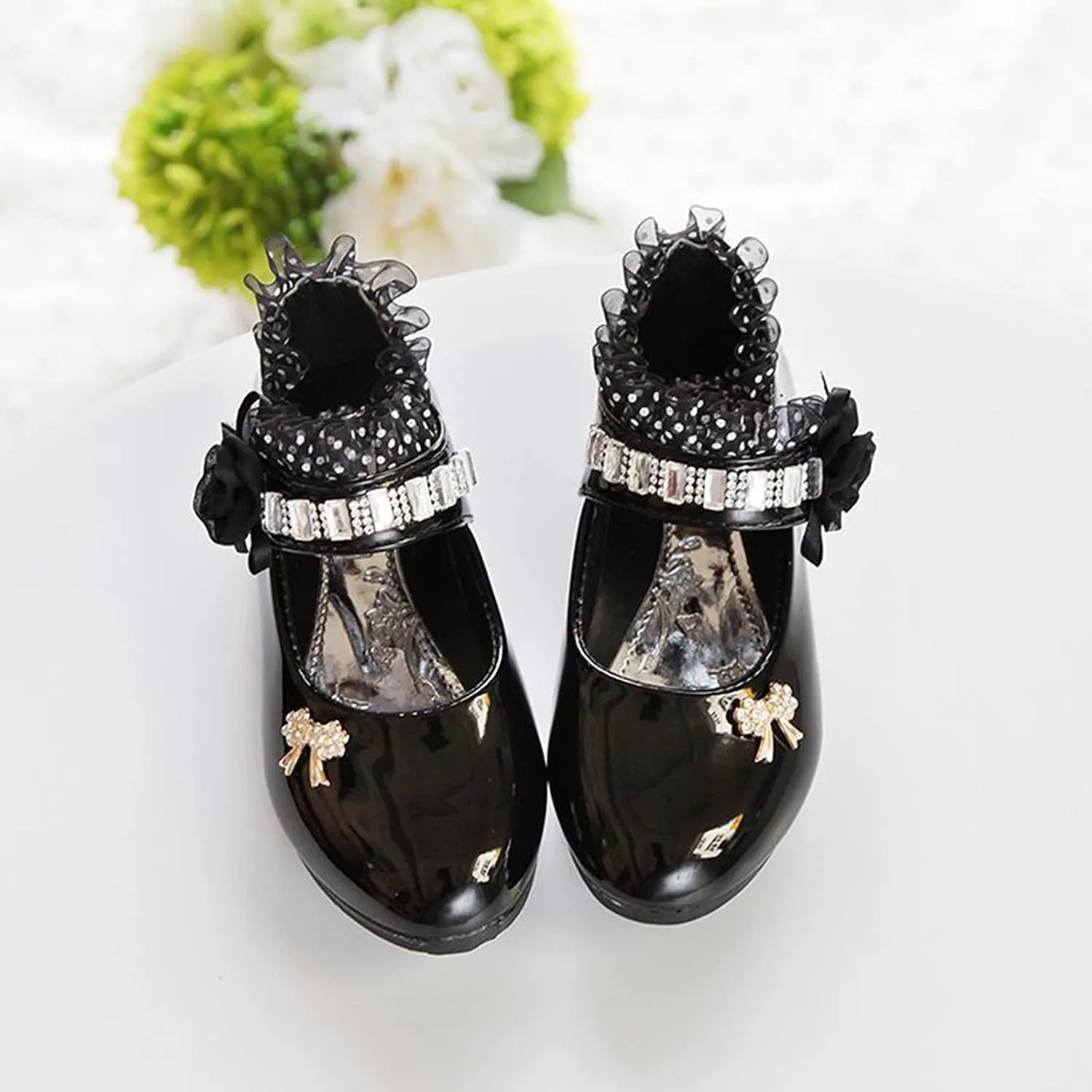Girls Dress Shoes,0-12 Years Children Baby Girls Flower Leather Single Shoes Soft Dance Princess Shoes Wedding Shoes