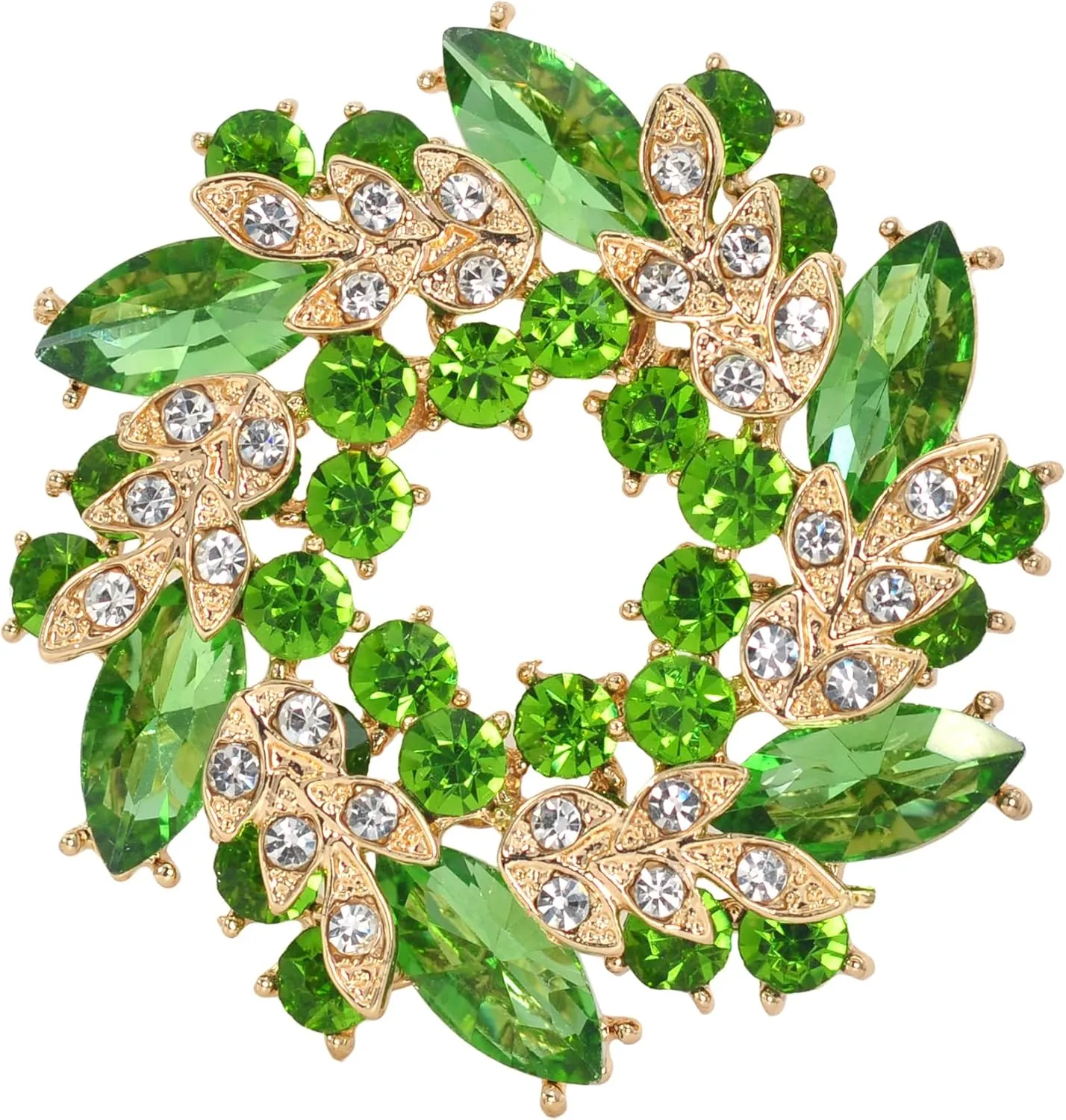 Gyn&Joy Leaf Floral Wreath Brooch Pin
