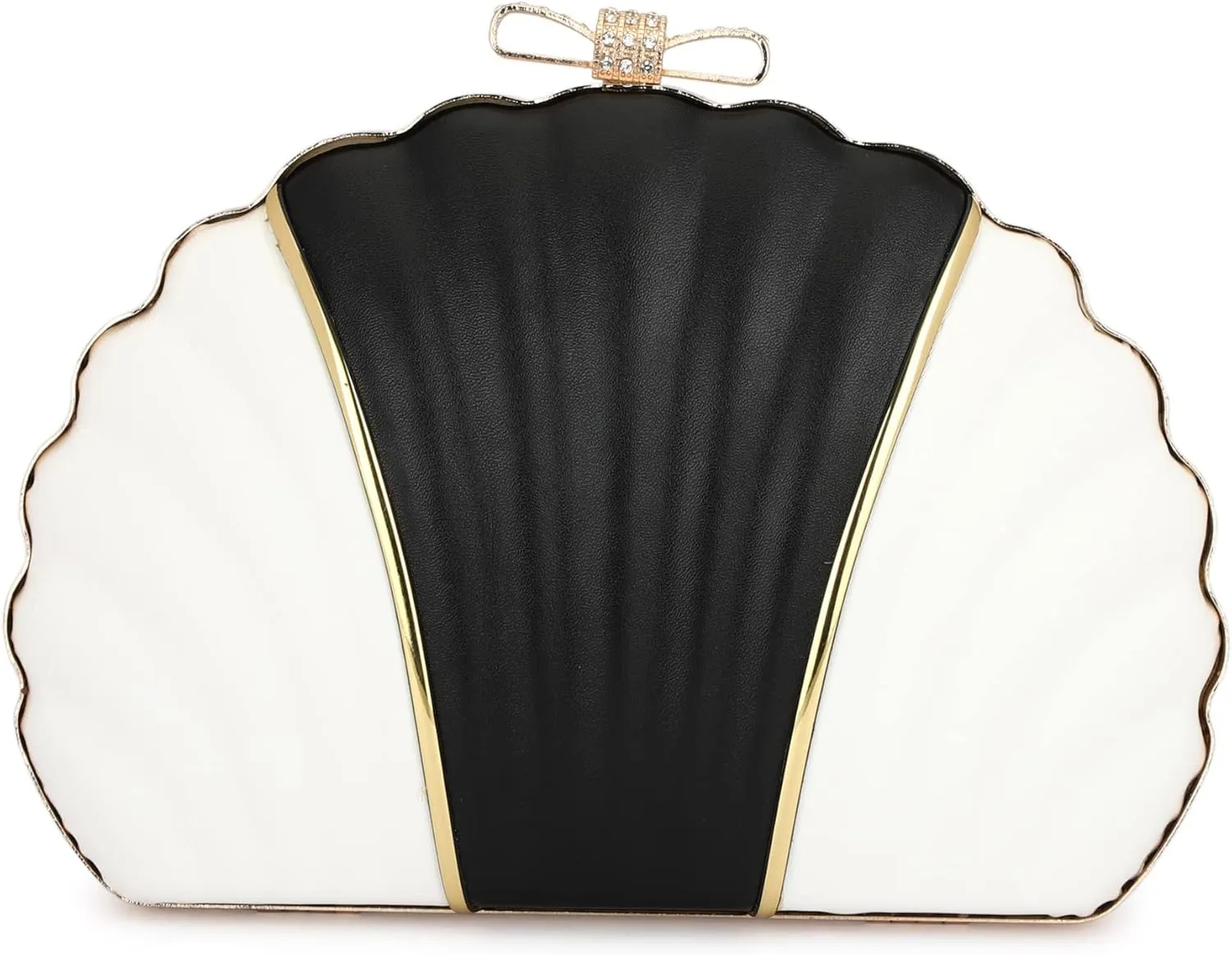Handicraft Beautiful Bling Box Clutch Bag Purse For Bridal, Casual, Party, Wedding, Black W White
