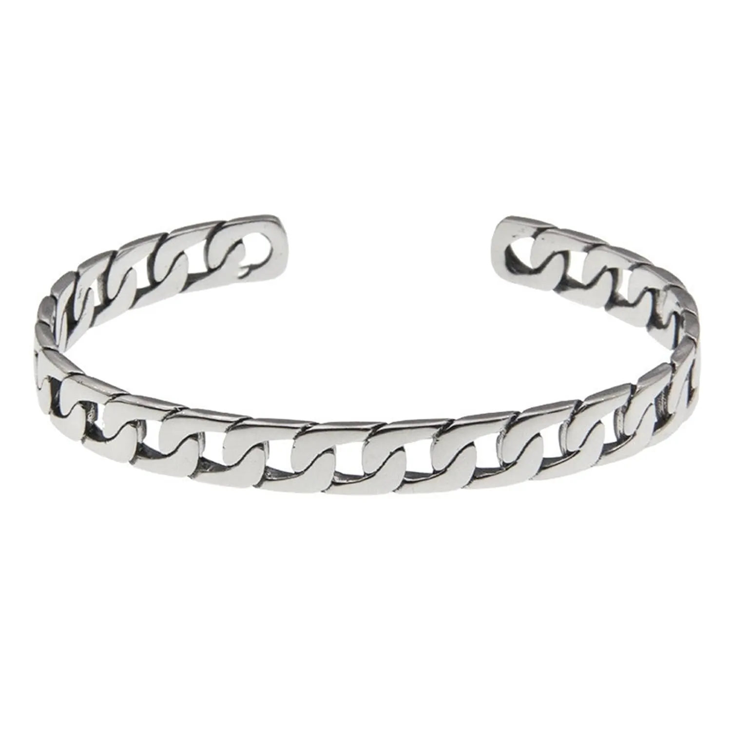 Handmade 925 Sterling Silver Bangle Bracelets For Women Men Square Chain Link Bangle Bracelets Hollow Wide Cuff Bangles Open Adjustable Bangle Bracelets For Men Minimalist Punk Statement Bangles Gifts