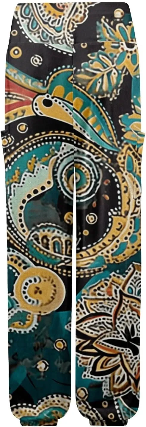 Harem Pants Women Plus Size High Waist Beach Hippie Yoga Summer Pants Trendy Straight Leg with Pockets Elegant Trousers