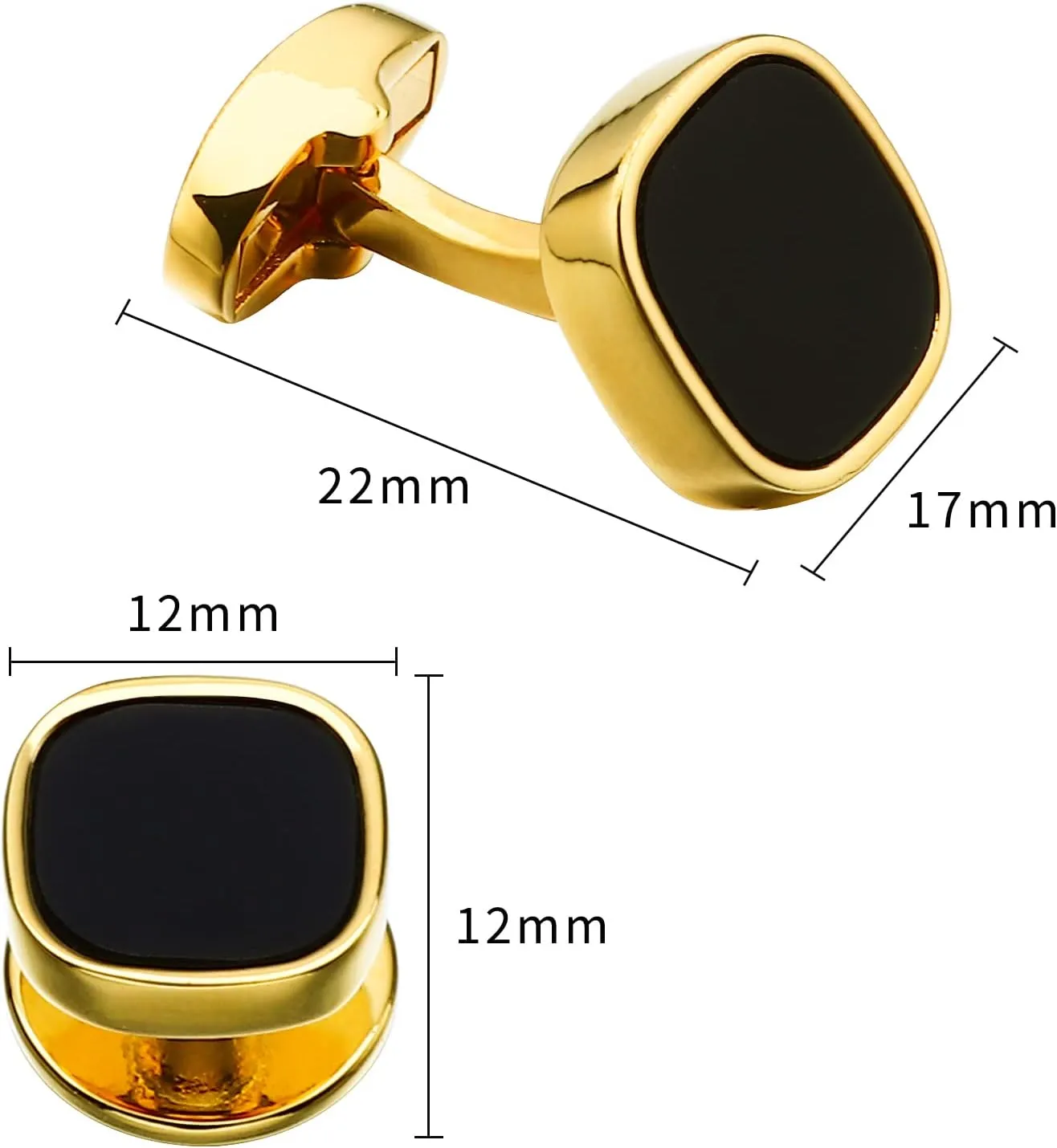 HAWSON Cufflinks and Studs for Men-Black Stone Mens Fashion Gun-Black Cufflinks and Tuxedo Shirt Studs Set for Regular Weeding Business Accessories