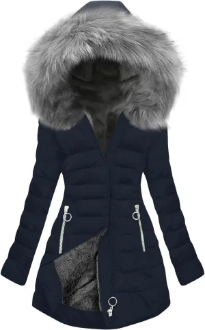 HGps8w Women's Thickened Sherpa Lined Parkas Hooded Down Coat Warm Winter Zip Up Jacket Insulated Outerwear with Pockets