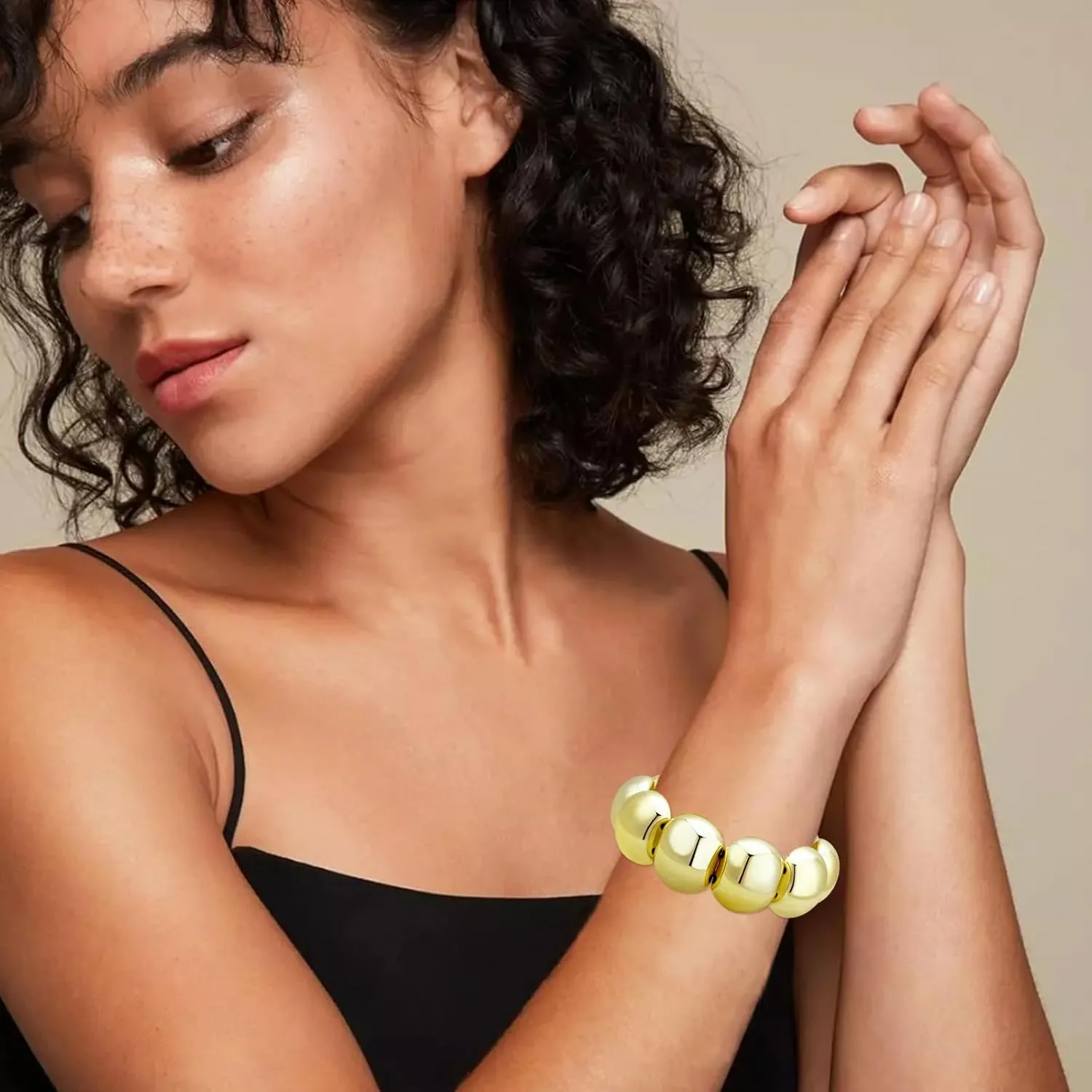 HIIXHC Irregular Bangle Bracelets for Women Acrylic Resin Stretch Bracelets Wide Wristbands Jewelry for Women