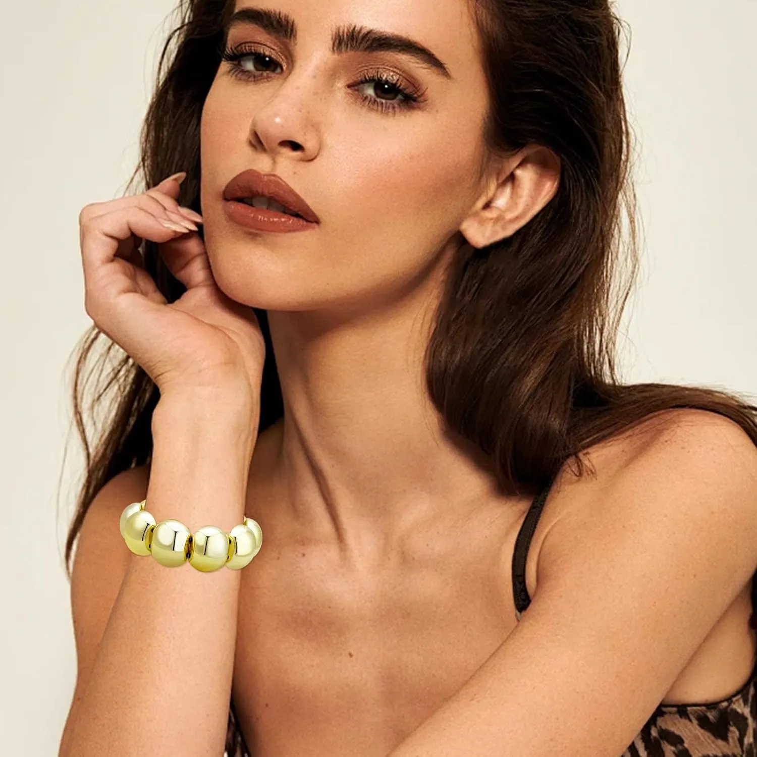 HIIXHC Irregular Bangle Bracelets for Women Acrylic Resin Stretch Bracelets Wide Wristbands Jewelry for Women