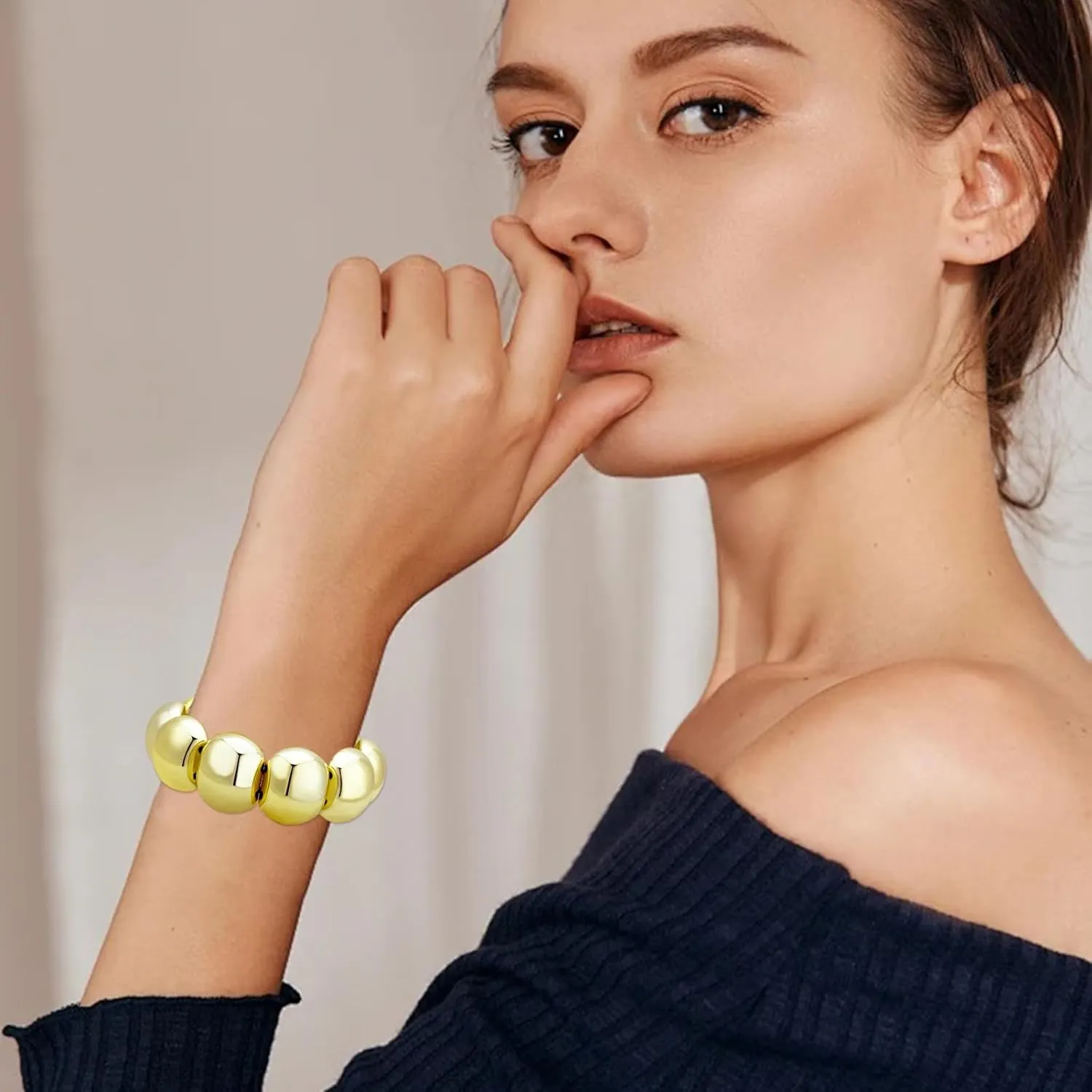 HIIXHC Irregular Bangle Bracelets for Women Acrylic Resin Stretch Bracelets Wide Wristbands Jewelry for Women