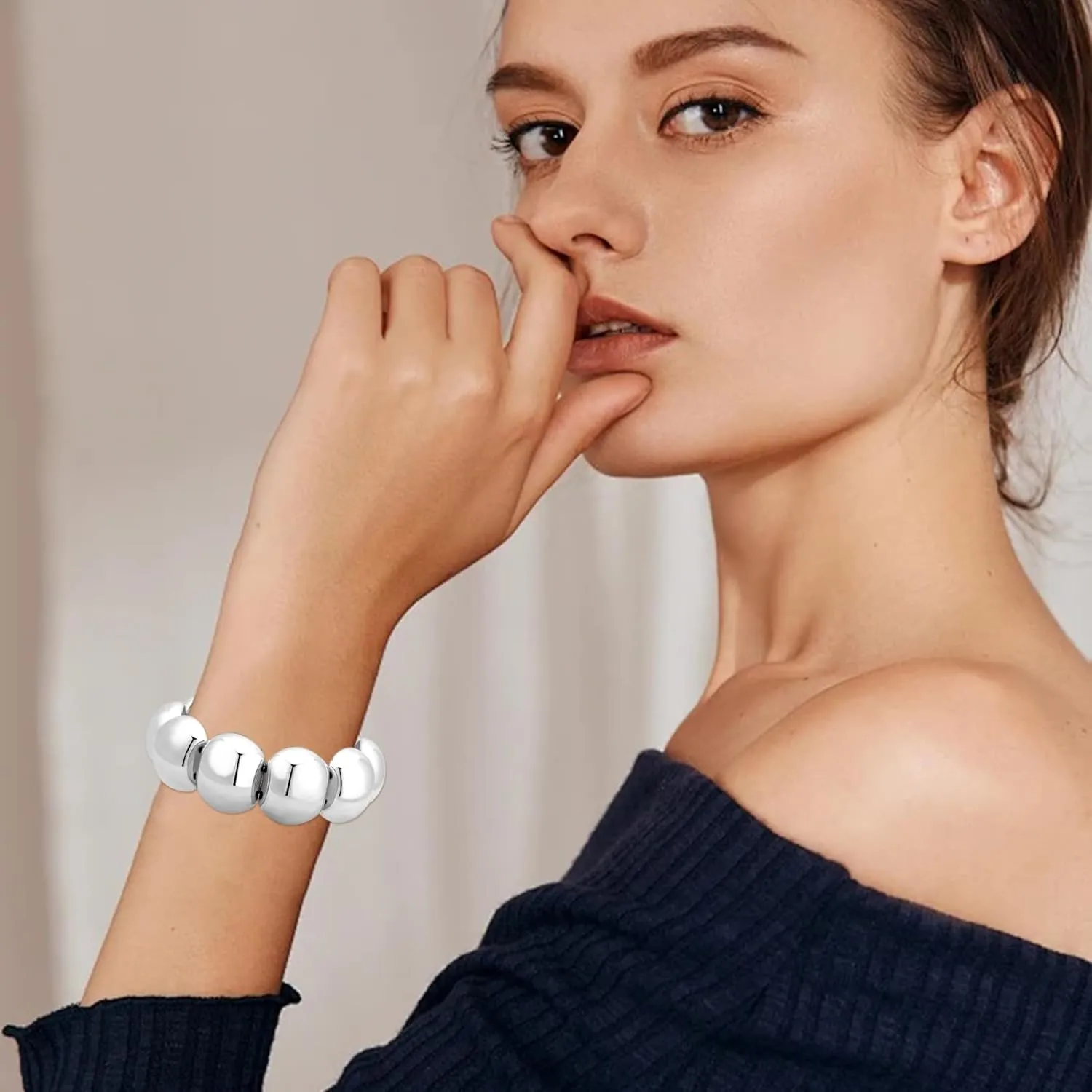 HIIXHC Irregular Bangle Bracelets for Women Acrylic Resin Stretch Bracelets Wide Wristbands Jewelry for Women