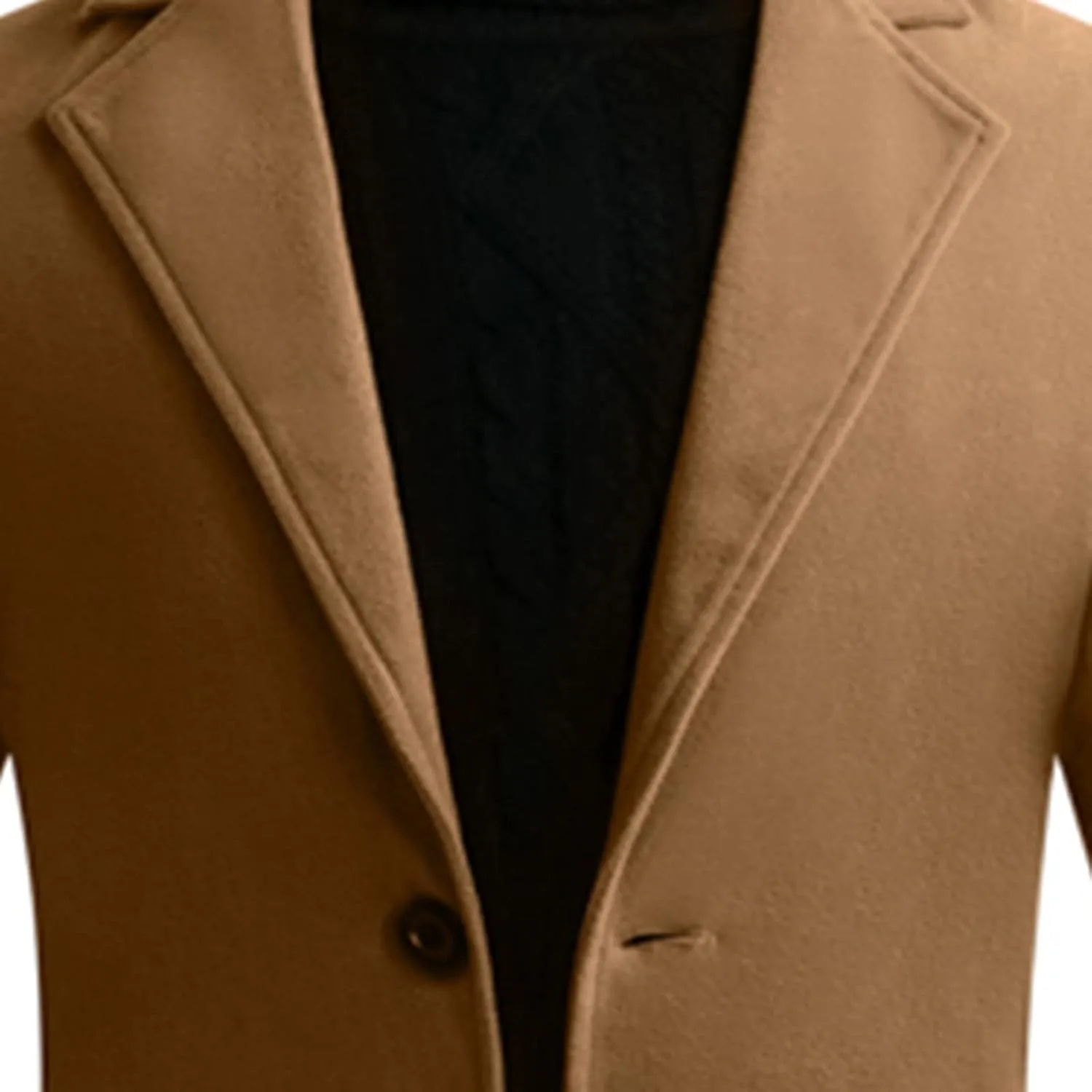 hlysgo Men's Wool Trench Coat Single Breasted Slim Fit Notched Collar Winter Long Business Overcoat Plus Size Pea Coats