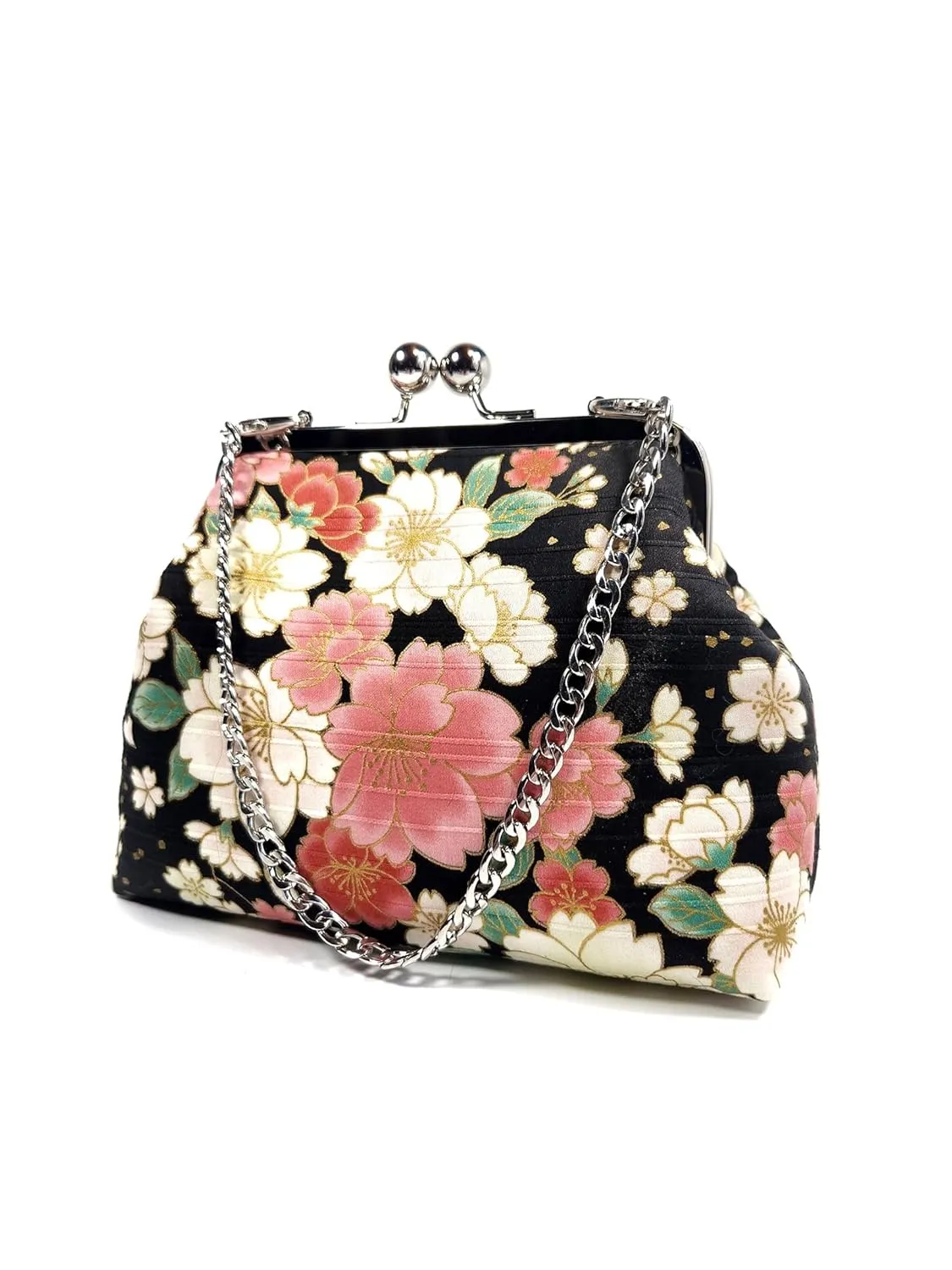 Japanese Cherry Blossom Kisslock Clutch Purse, Floral Cherry Blossom Evening Bag, Cute Novelty Purse, Gift for Women