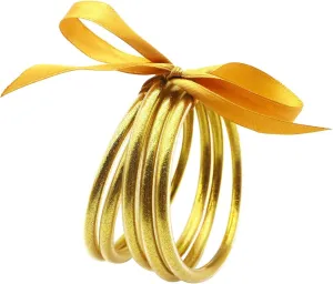 Jelly Bangles Bracelets for Women Mardi Gras Bracelets Bowknot Sparkling Fashion Jelly Buddha Bangles Purple Green Gold Bangles Set St. Patrick's Day Bangles Jewelry