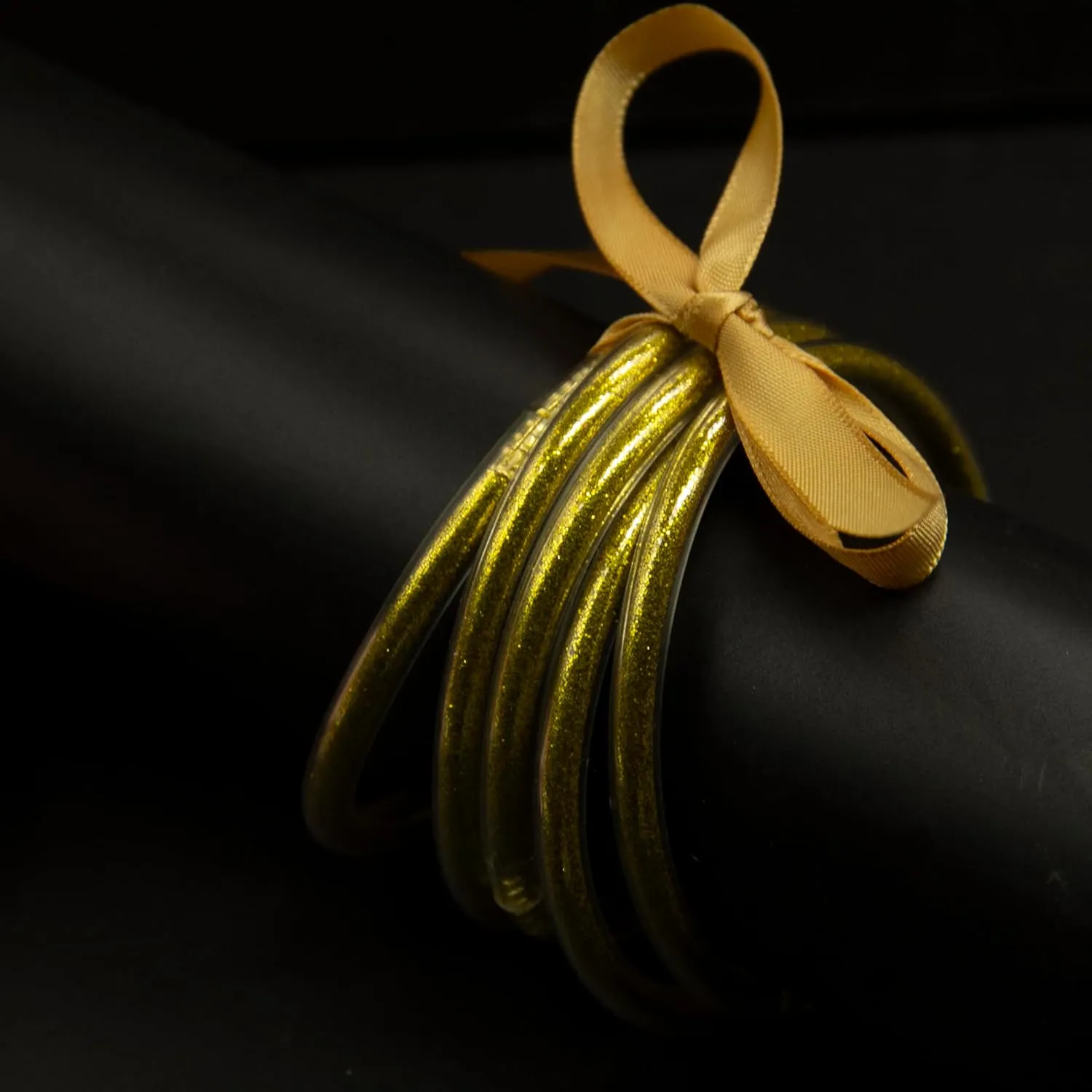 Jelly Bangles Bracelets for Women Mardi Gras Bracelets Bowknot Sparkling Fashion Jelly Buddha Bangles Purple Green Gold Bangles Set St. Patrick's Day Bangles Jewelry