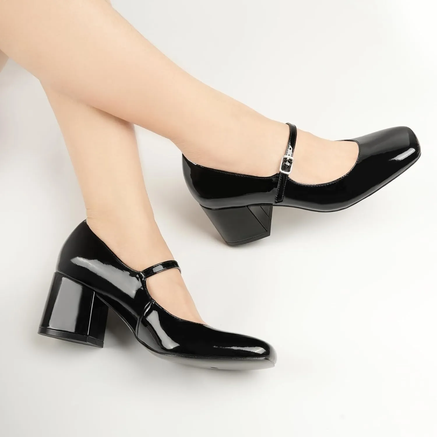 JENN ARDOR Women's Pumps Low Heel Dress Shoes for Women Closed Toe Chunky Mary Jane Work Pumps Shoes Oxfords