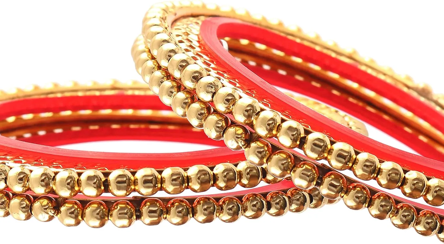 Jewar Bangles Set of 4, Traditional Rajasthani Gokhru Design, Two-Tone Gold Plated, Adorned with AD CZ Stones, Handmade Meena Work, Round Ball Brass Bangles, Fashion Jewelry for Women & Girls