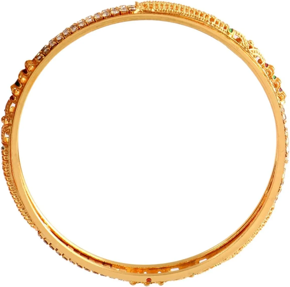 Jewar Mandi Bangles Gold Plated Silver Etching Handmade Work Bracelet Jewelry for Women (Zig Zag Bangles, 2.4)