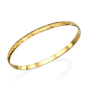 Jewelry Hammered Gold Moroccan Bangle Bracelet Solid 14k Yellow Gold Thin Hammered Bracelet Delicate Stacking Bangle for Women 4.5mm