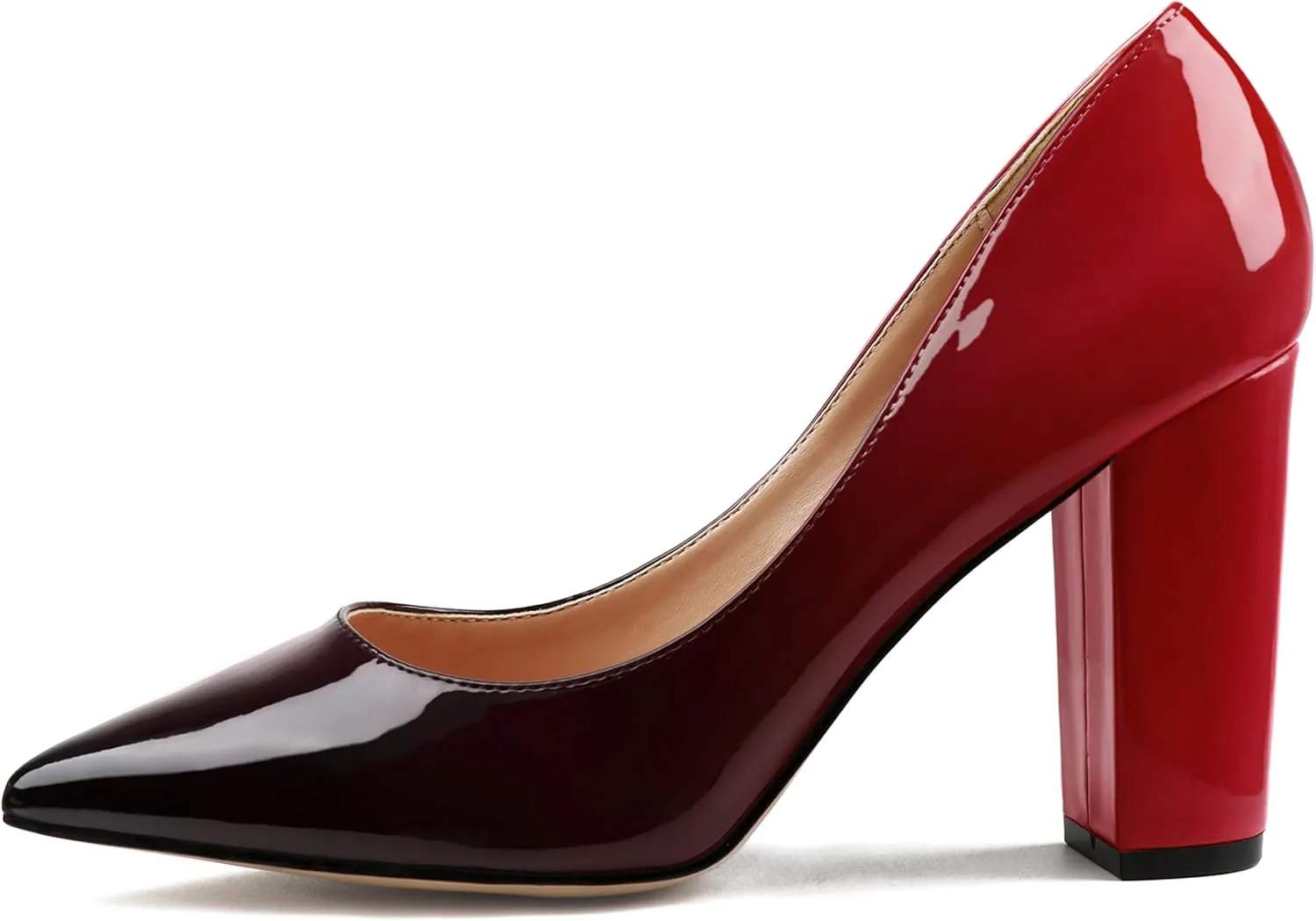 JOY IN LOVE Chunky Heels for Women High Block Heel Pointy Toe Dress Work Pumps