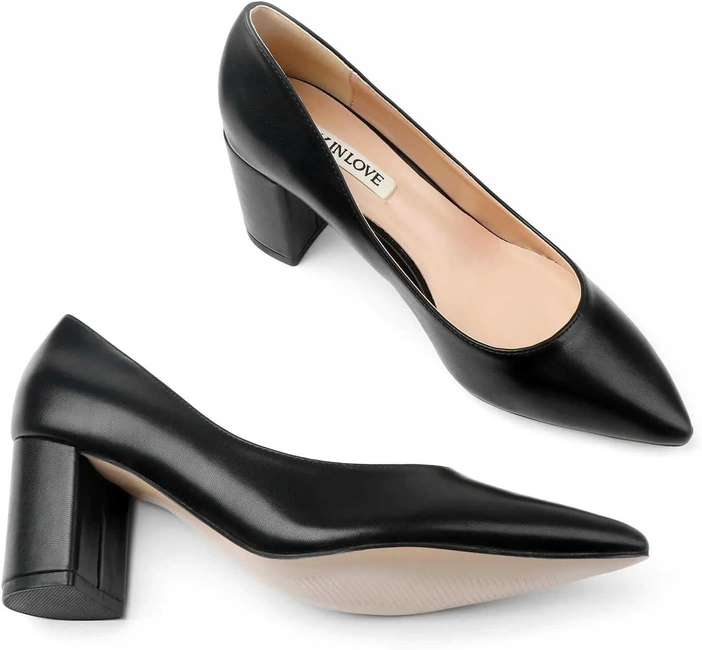 JOY IN LOVE Pumps for Women Chunky Heels Comfortable Middle Block Heel Work Dress Pumps