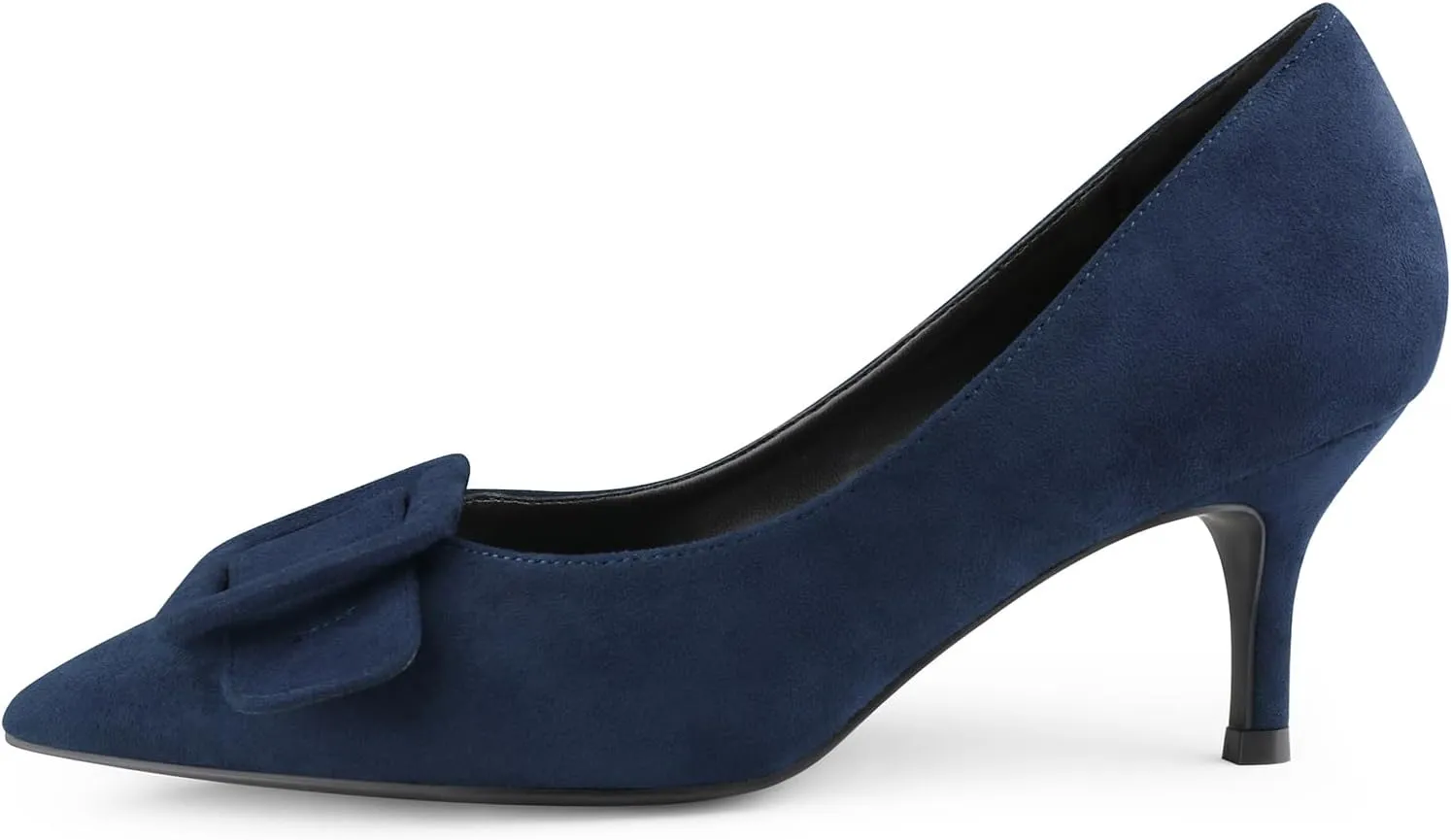 JOY IN LOVE Women's Kitten Heel Pumps Pointed Toe Square-Buckle Office Dress Pump Shoes
