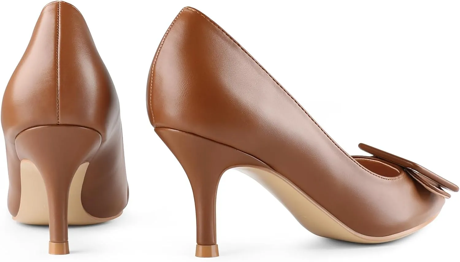 JOY IN LOVE Women's Kitten Heel Pumps Pointed Toe Square-Buckle Office Dress Pump Shoes