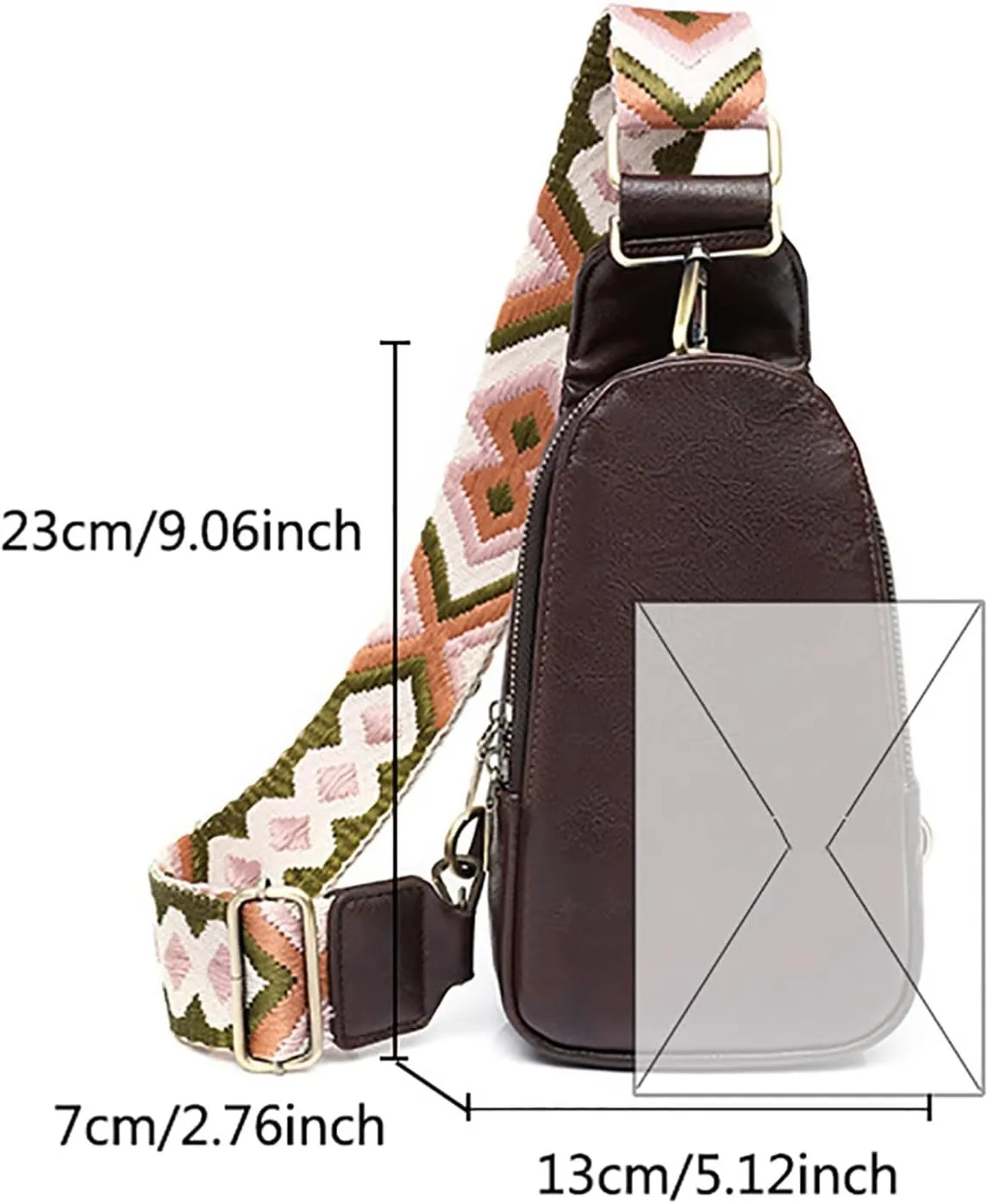 KANC Women Chest Bag Sling Bag Small Crossbody PU Leather Satchel Daypack for Lady Shopping Travel Fashion (Grey, One Size)