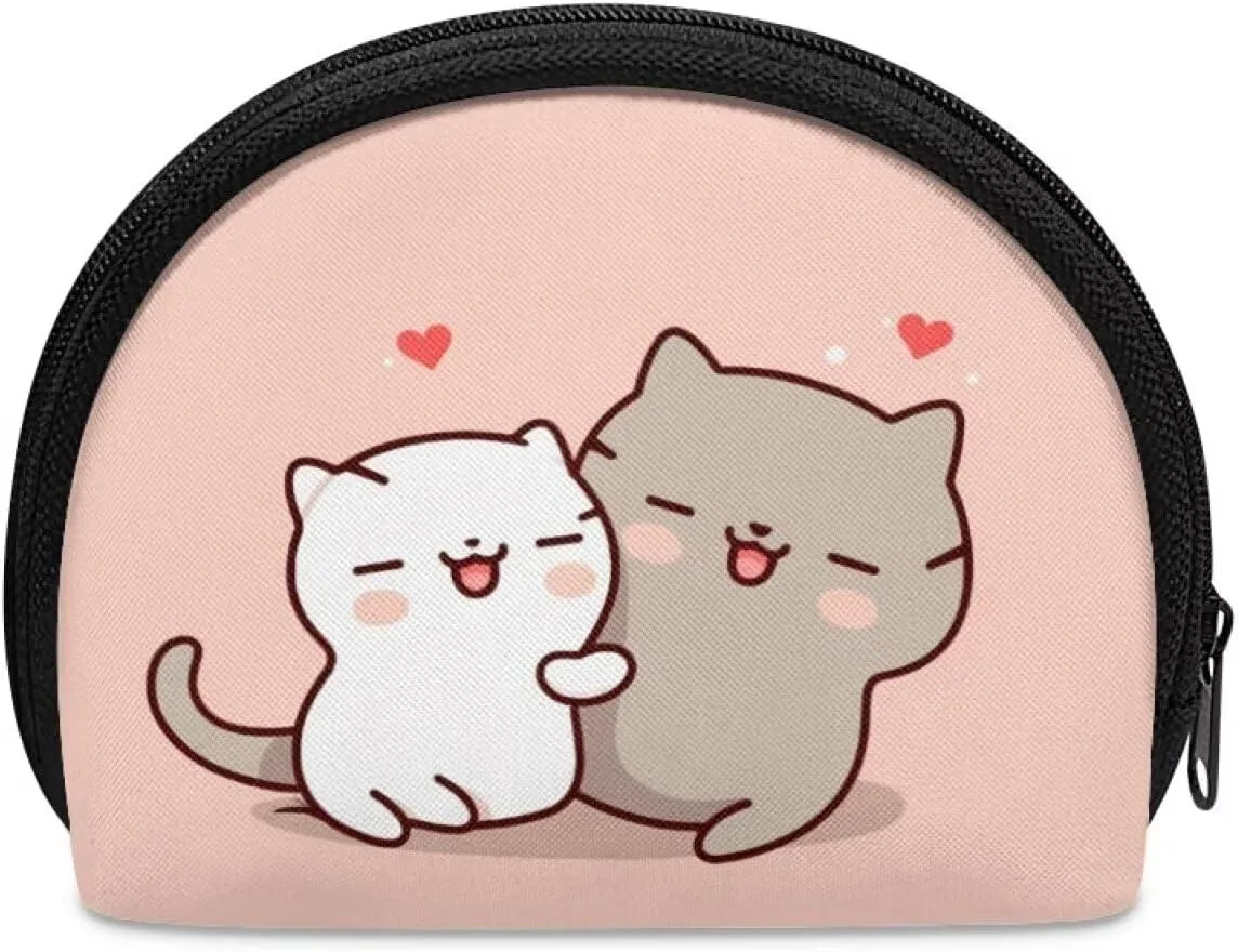 Kawaii Pouch Cat Coin Purse Cute Organizer Pouches with Zipper Tiny Makeup Bag Coins Pouch for Girls Small Credit Card Handbag Organizer