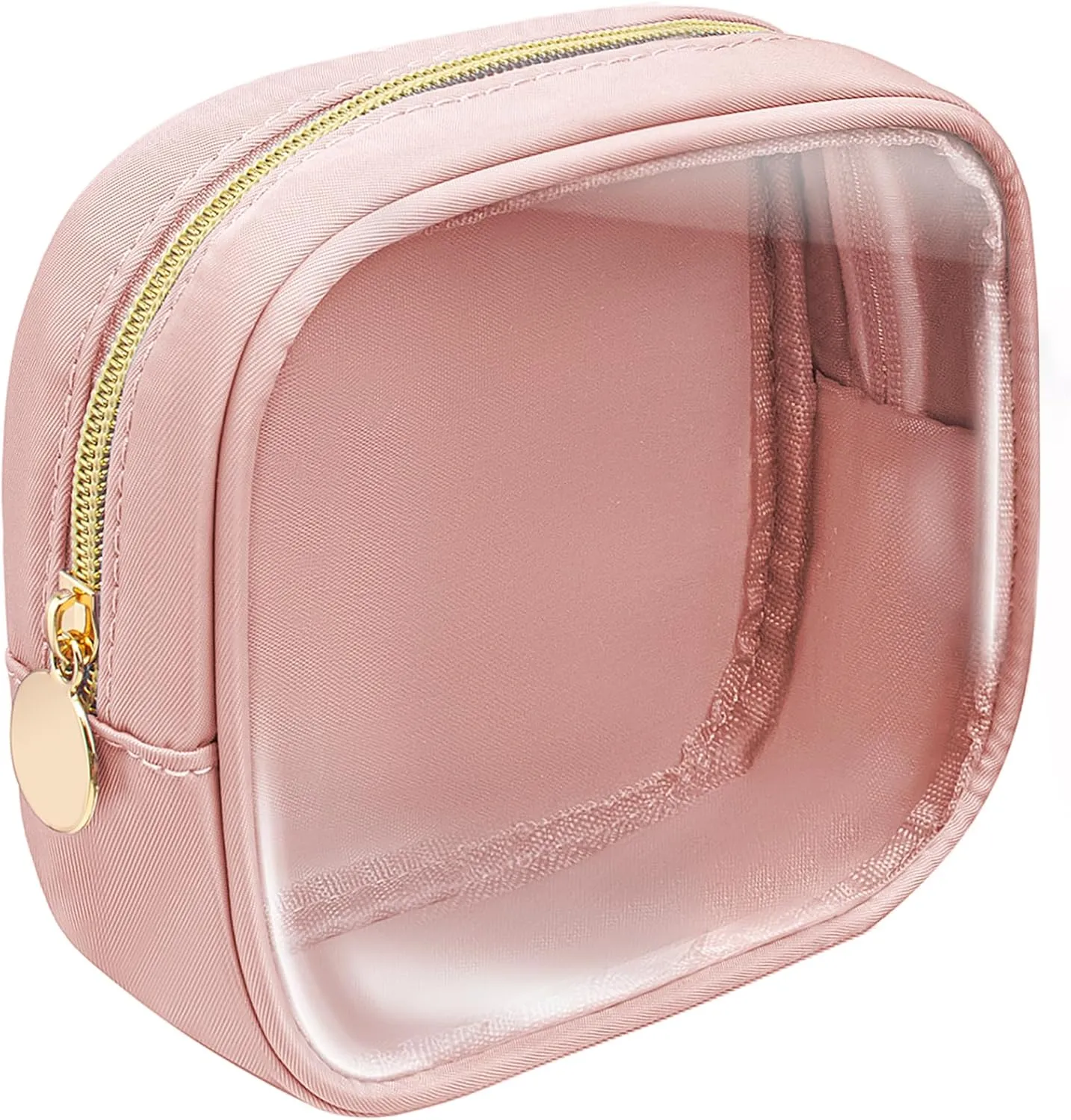 KOTORA Clear Makeup Bag Cosmetics Bag Mini Small Pouch Purse TSA Approved Toiletry Bags Zipper Pink Cute Pouches Make Up Travel Toiletry Car Accessories Essentials for women