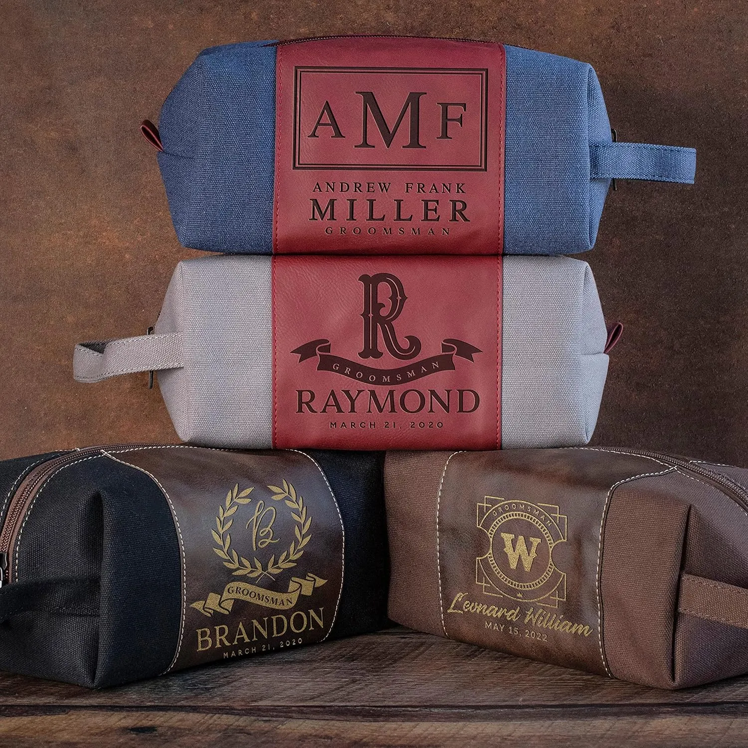 Lara Laser Works Single - Personalized Groomsmen Gifts, Custom Toiletry Bags for Men - Groomsman Gifts for Wedding, Groomsmen Travel Bag - Beige