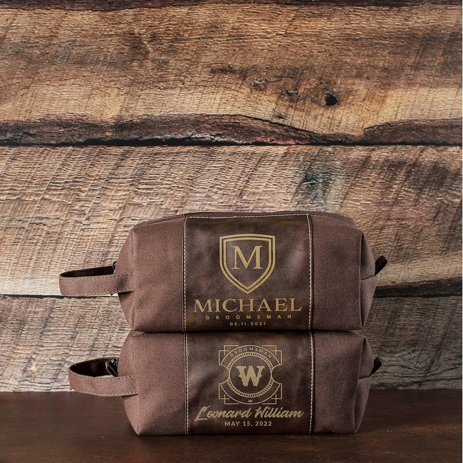Lara Laser Works Single - Personalized Groomsmen Gifts, Custom Toiletry Bags for Men - Groomsman Gifts for Wedding, Groomsmen Travel Bag - Beige