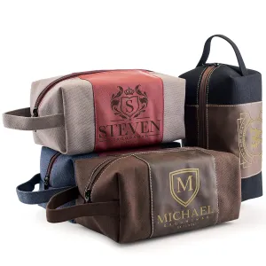 Lara Laser Works Single - Personalized Groomsmen Gifts, Custom Toiletry Bags for Men - Groomsman Gifts for Wedding, Groomsmen Travel Bag - Beige