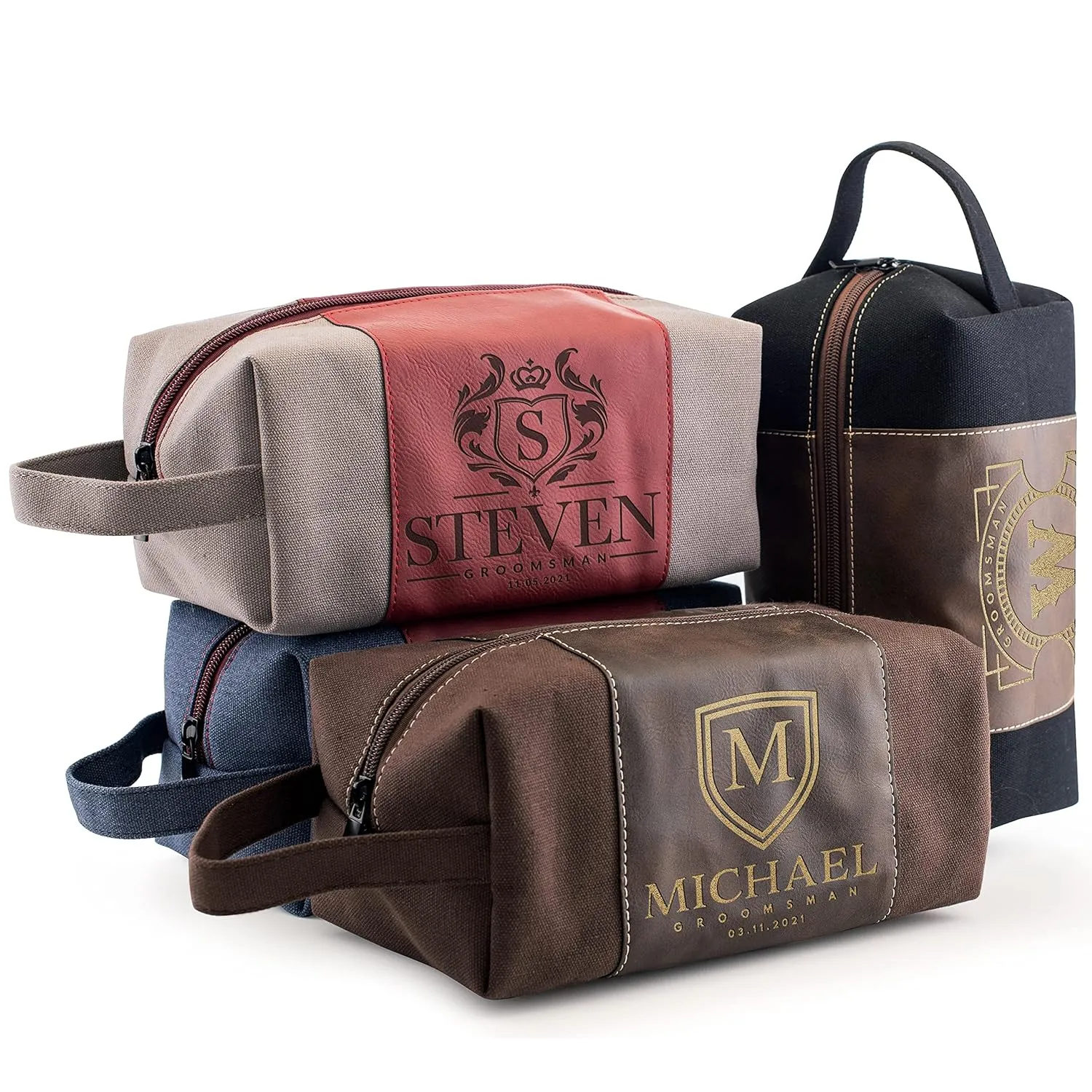 Lara Laser Works Single - Personalized Groomsmen Gifts, Custom Toiletry Bags for Men - Groomsman Gifts for Wedding, Groomsmen Travel Bag - Beige