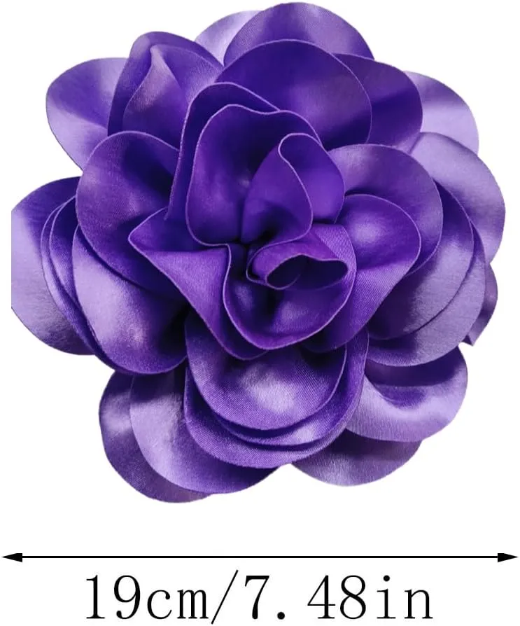 Large Camellia Rose Flower Brooches Lapel Pins Dainty Satin Fabric Apparelpin Oversized Brooch Pin for Women Men Wedding Party Banquet Dress Dance Clothes Accessories