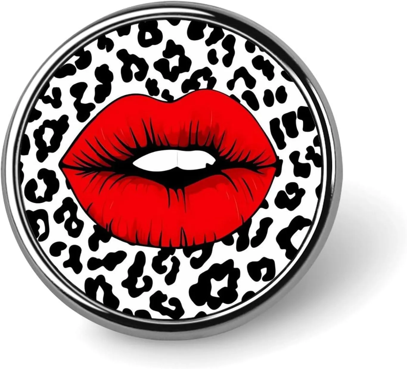 Leopard Kiss Pin Enamel Lapel Pins Round Badge Brooches Clothing Decoration for Women Men