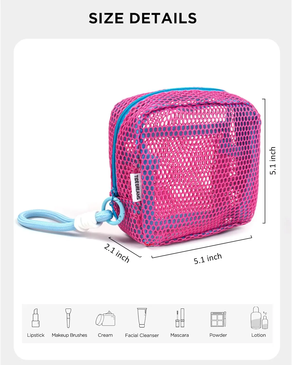 LETGO Mesh Makeup Bag Mesh Cosmetic Bag Travel Toiletry Bag Pouch with Zipper Mini Cute Makeup Cosmetic Travel Toiletry Purse Bag for Travel Accessories (Hot Pink)