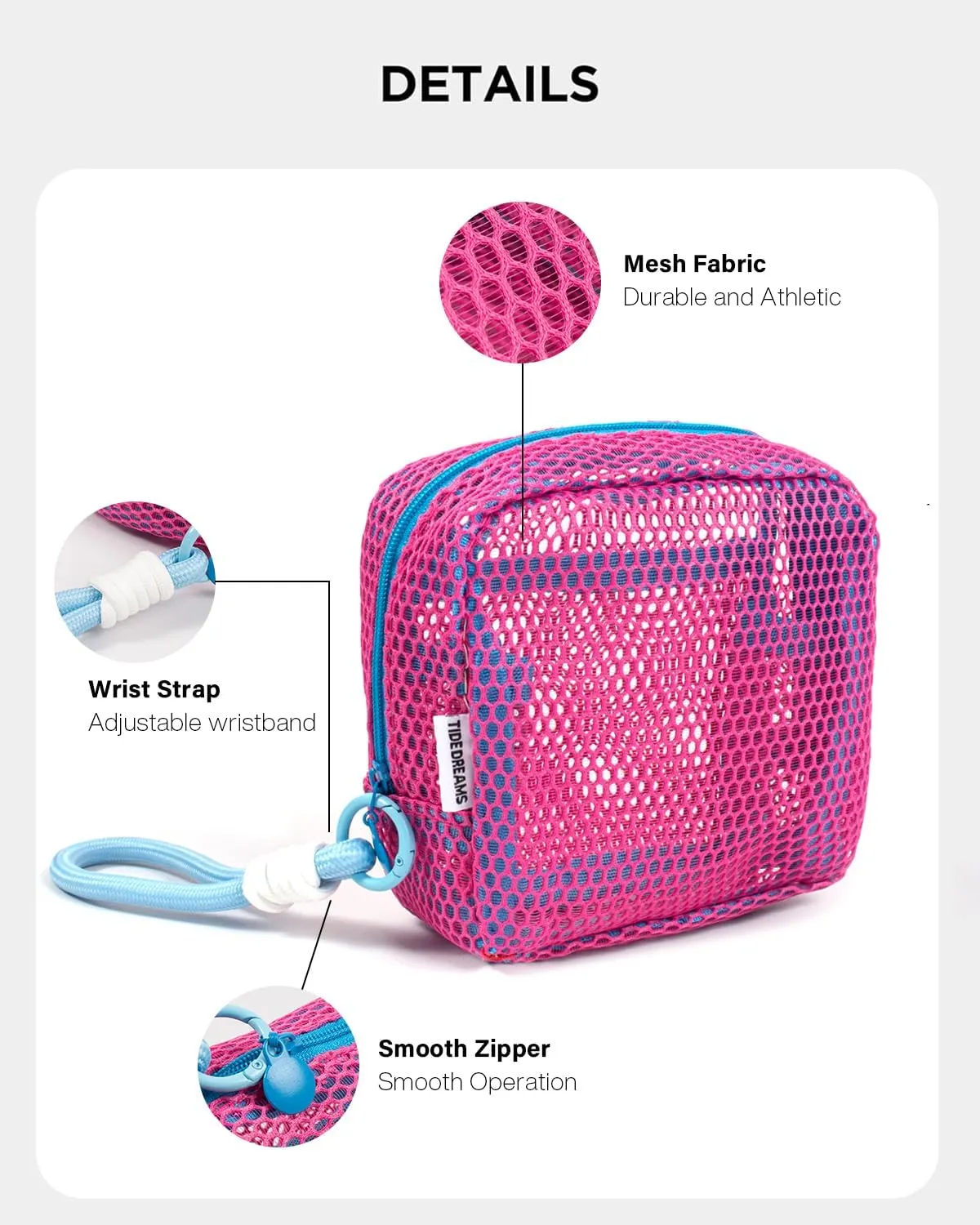 LETGO Mesh Makeup Bag Mesh Cosmetic Bag Travel Toiletry Bag Pouch with Zipper Mini Cute Makeup Cosmetic Travel Toiletry Purse Bag for Travel Accessories (Hot Pink)