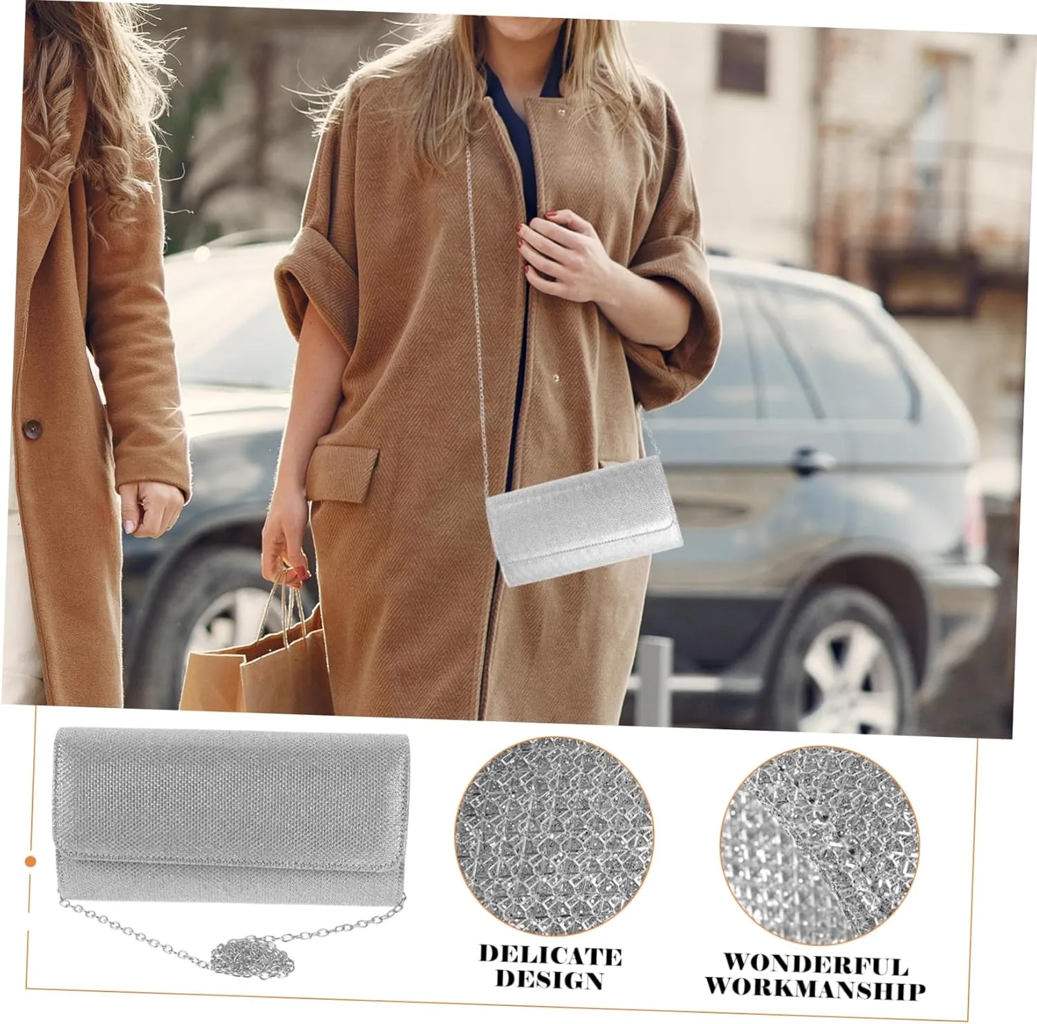 LIFKOME Handbag Clutch Bag Evening Bag for Women Purse with Chain Strap Women Evening Bag Purse for Women