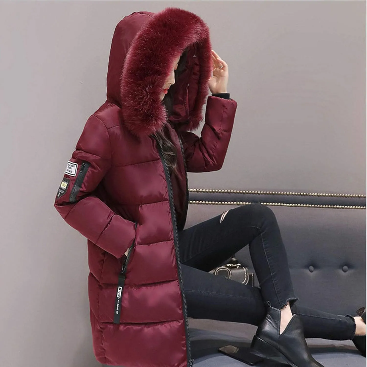 Lightweight Jacket Women 2024 Trendy Mid-length Heated Jackets Thicken Zip Long Sleeve Coats with Pockets Outdoor