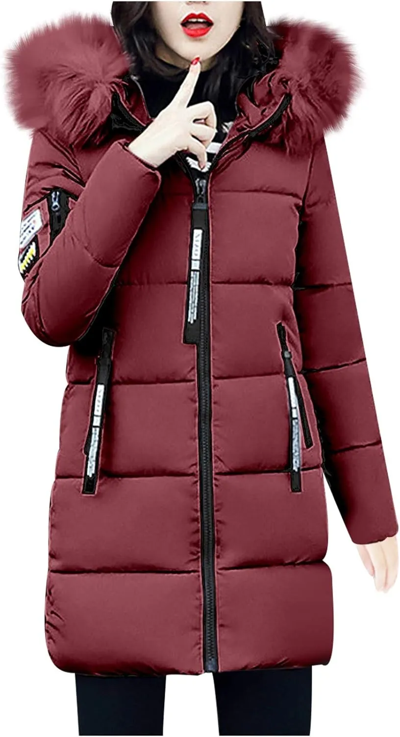 Lightweight Jacket Women 2024 Trendy Mid-length Heated Jackets Thicken Zip Long Sleeve Coats with Pockets Outdoor
