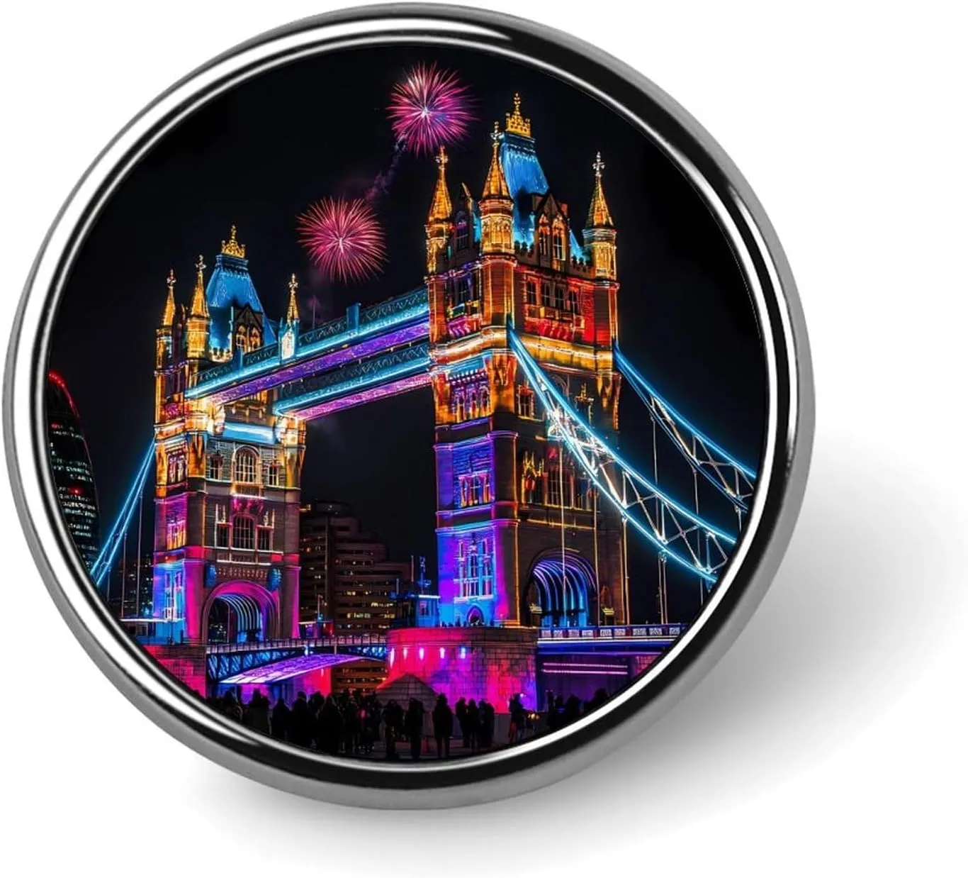 London Bridge Pin Enamel Lapel Pins Round Badge Brooches Clothing Decoration for Women Men