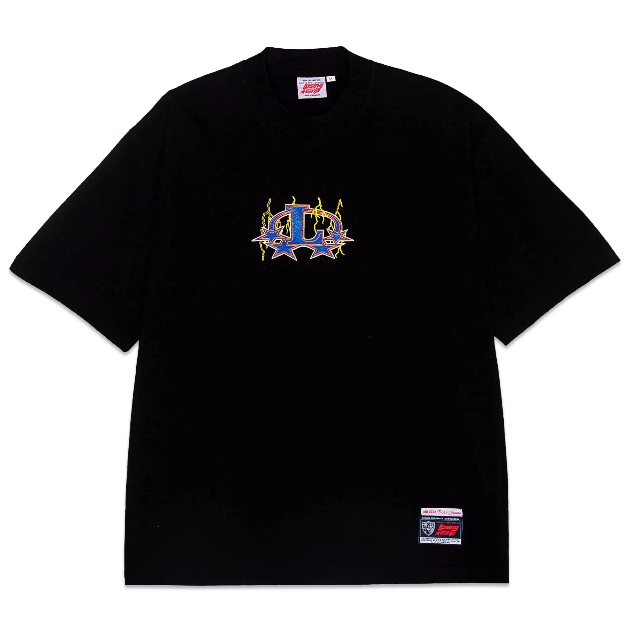 LOSINGGRIP X ISSER LIGHTNING BLACK OVERSIZED TSHIRT