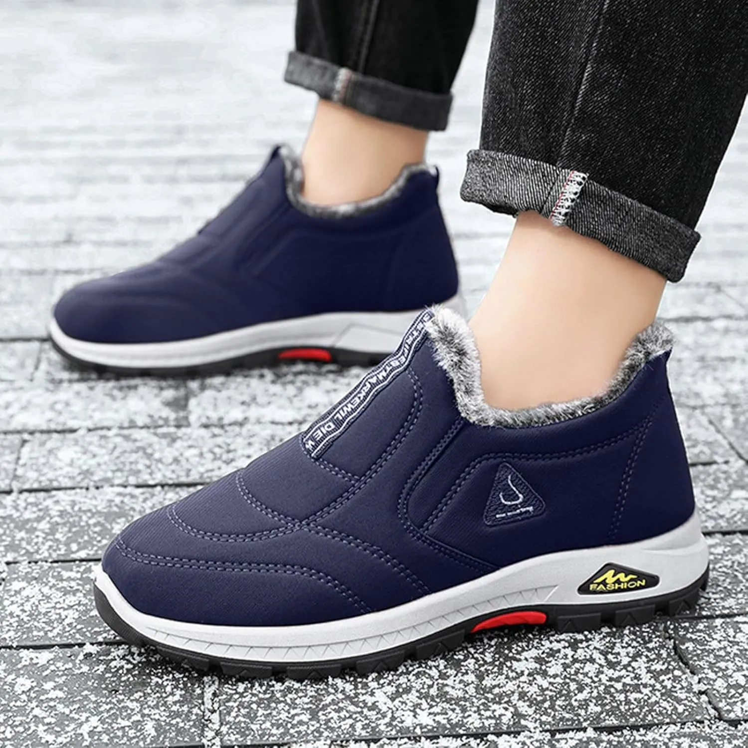 Men Snow Boots Fashion New Pattern and Winter Thickened Warm Comfortable Casual Slip On Shoes Big Shoe