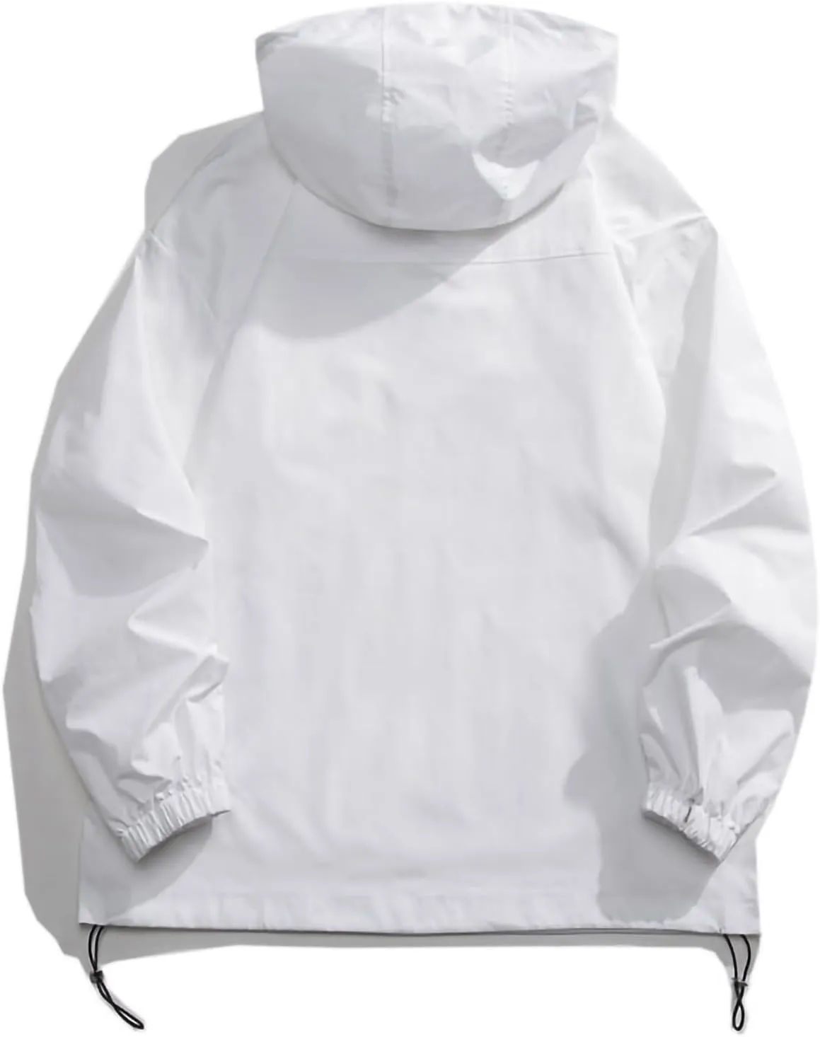 Men's 1/4 Zip Jacket Coat Waterproof Drawstring Hooded Windbreaker Lightweight Long Sleeve Outdoor Sports Jacket