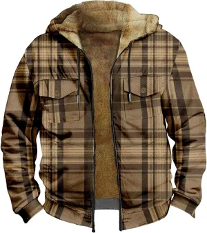Men's Aztec Hoodies Jackets Long Sleeve Zip Up Winter Sweatshirt Coat Casual Vintage With Pocket, S-5XL