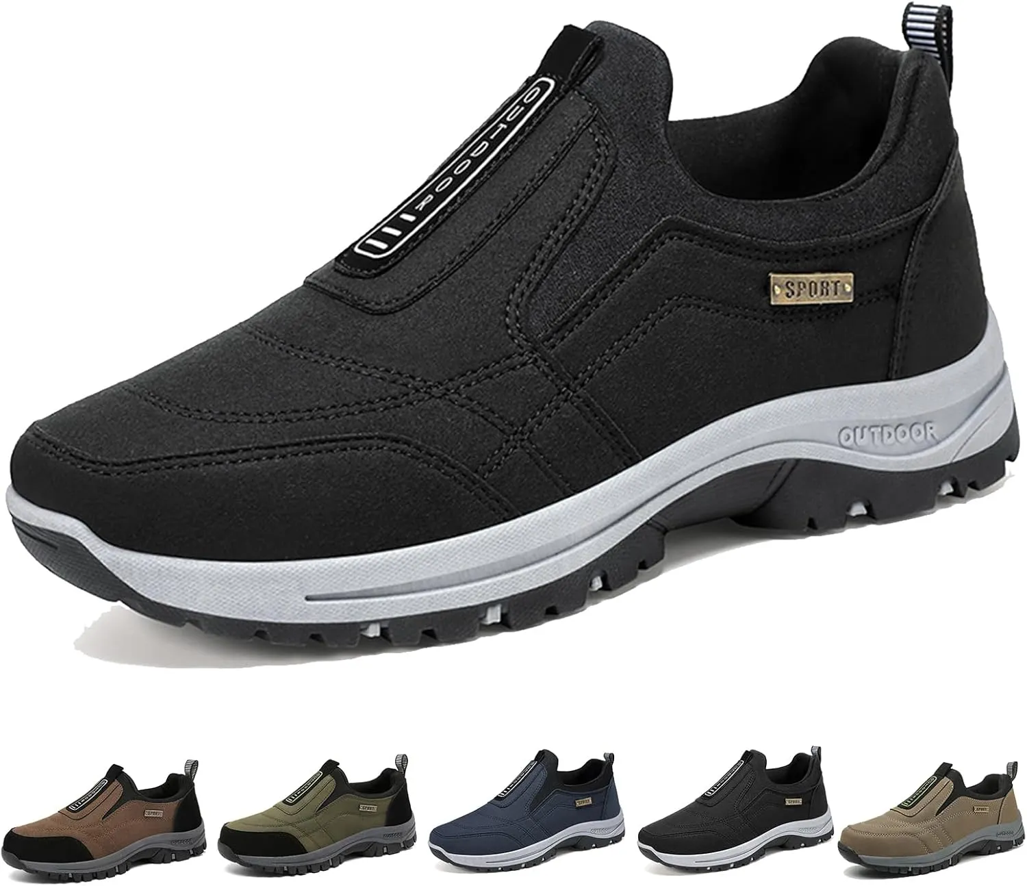 Men's Comfortable Waterproof Orthopedic Walking Shoes Hiking Shoes,Slip on Outdoor Non-Slip Shoes Casual Trail Shoes