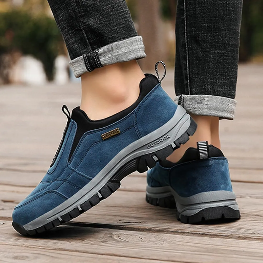Men's Comfortable Waterproof Orthopedic Walking Shoes Hiking Shoes,Slip on Outdoor Non-Slip Shoes Casual Trail Shoes