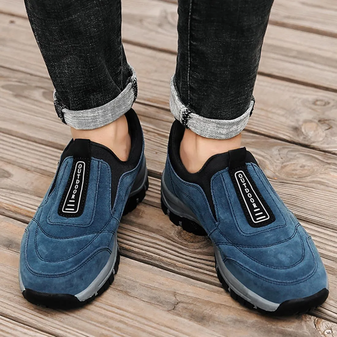 Men's Comfortable Waterproof Orthopedic Walking Shoes Hiking Shoes,Slip on Outdoor Non-Slip Shoes Casual Trail Shoes
