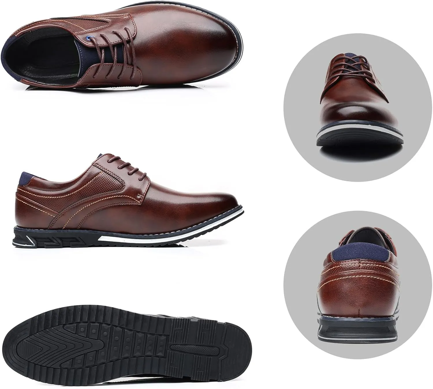 Mens Dress Shoes Casual Business Oxford Derby Orthopedic Leather Shoes Comfortable Walking Shoes Office Loafers Work Flats