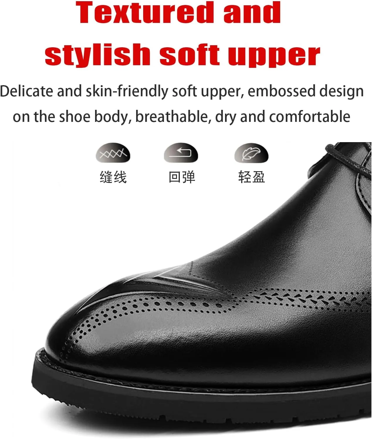 Men's Genuine Leather Wingtip Brogue Dress Oxfords Classic Lace-Up Block Heel Business Derby Shoes Comfortable Non-Slip Retro Office Work Formal Events Casual Leather Shoes