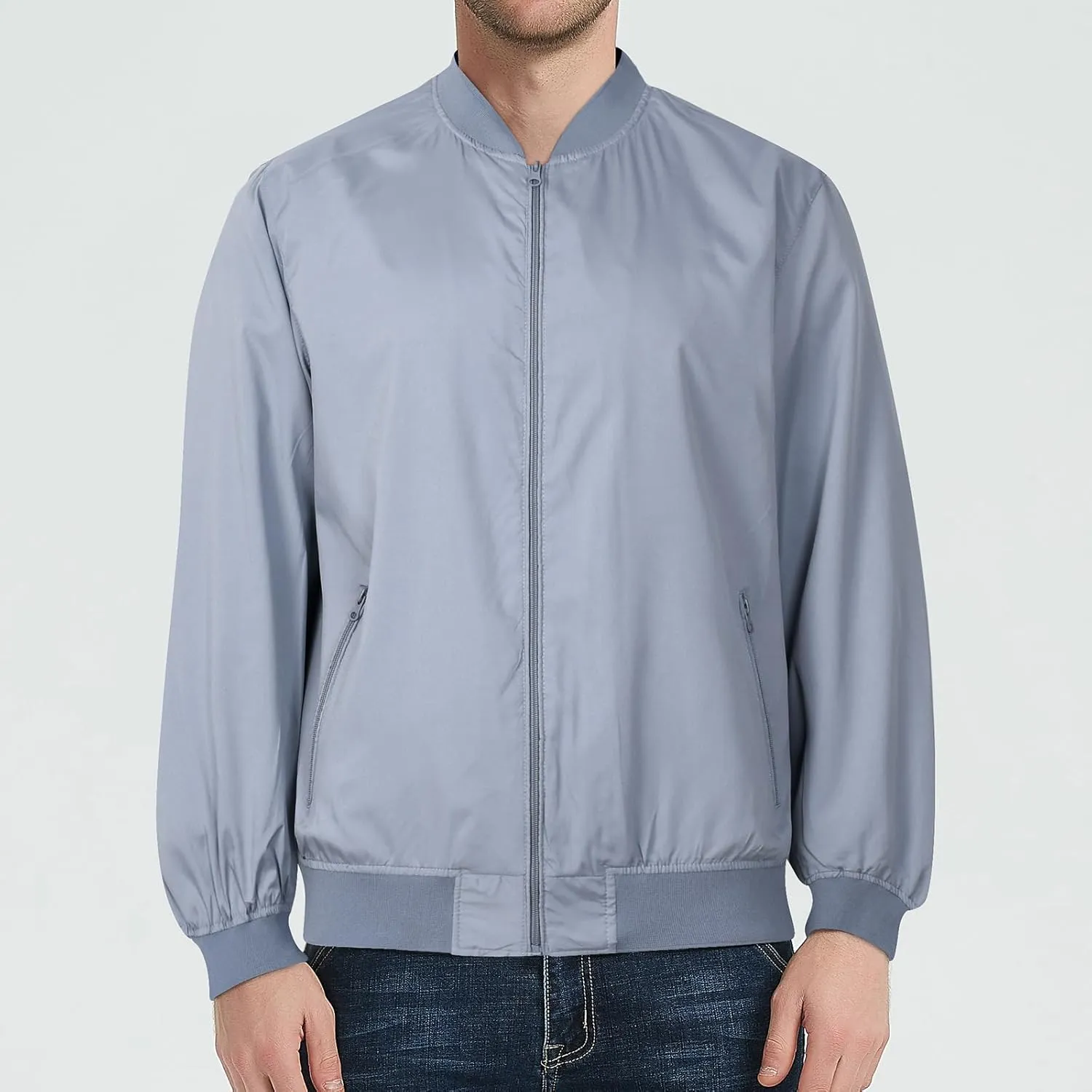 Men's Jacket Lightweight Bomber Jacket Casual Slim Fit Softshell Windbreaker Jackets Windproof Zip Up Coats